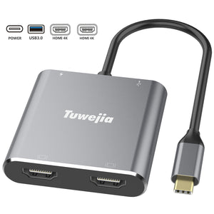 Tuwejia Thounderbolt 3 to HDMI ,USB 3.0 Hub and Quick Charge，Type C Digital av Adapter