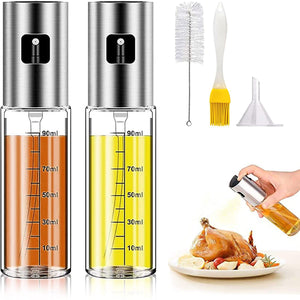 Oil Sprayer for Cooking, 90ml Olive Oil Sprayer with Baking Brush, Bottle Brush and Oil Funnel for Air Fryer, Outdoor BBQ, Salad, Kitchen Roasting