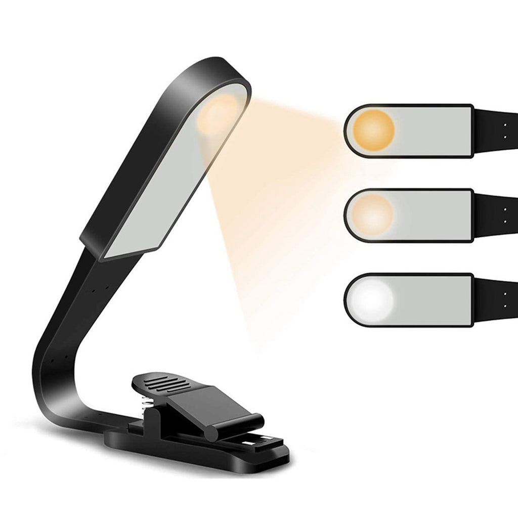 Clip-On LED Book Light, Reading Light Clip with Dimmable & Bendable Arms, Built-in USB Cable Book Light for Reading in Bed