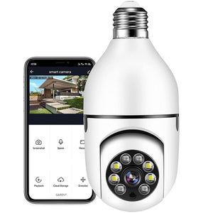Light Bulb Camera, Full-HD 1080P WiFi Security Camera, 360 Degree Wireless Home Surveillance Camera with Floodlight Night Vision Human Motion Detection